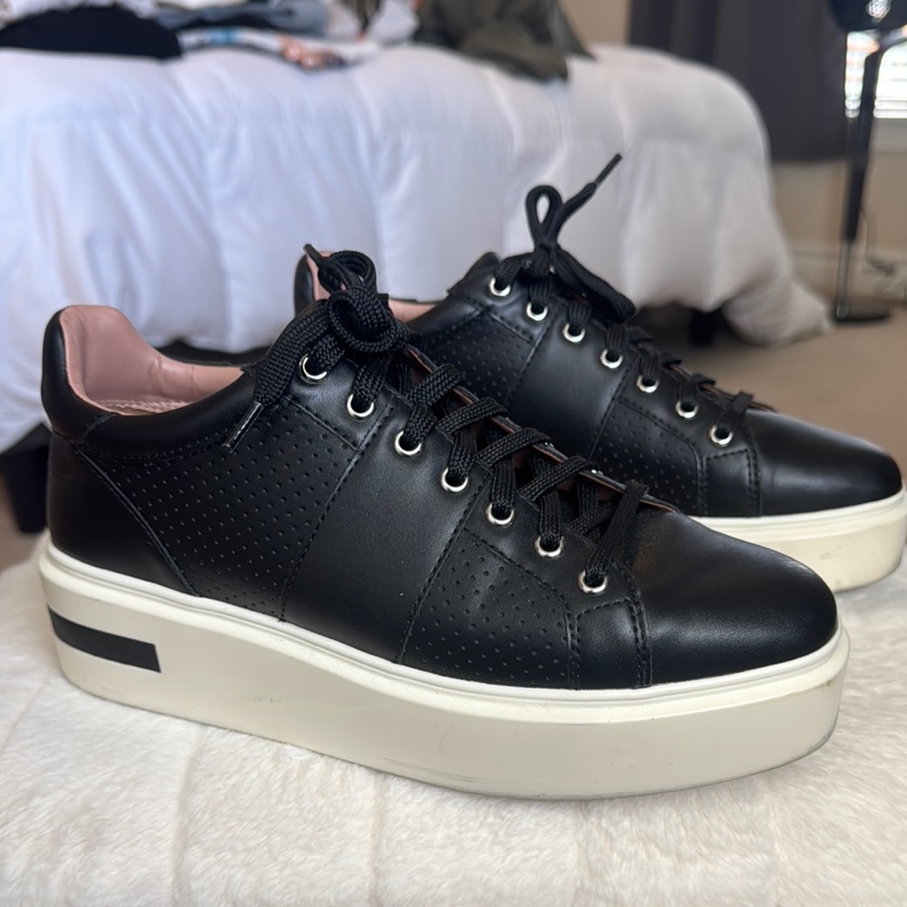 Paolo Black and White Sneakers with Platform Sole